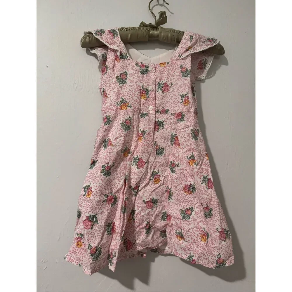 Janie and Jack pink floral ruffle sleeve dress 5